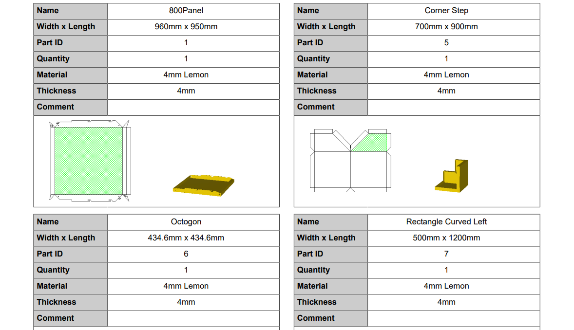 ShapeMaster Report | Aluminium composite material (ACM) panel design and manufacturing software