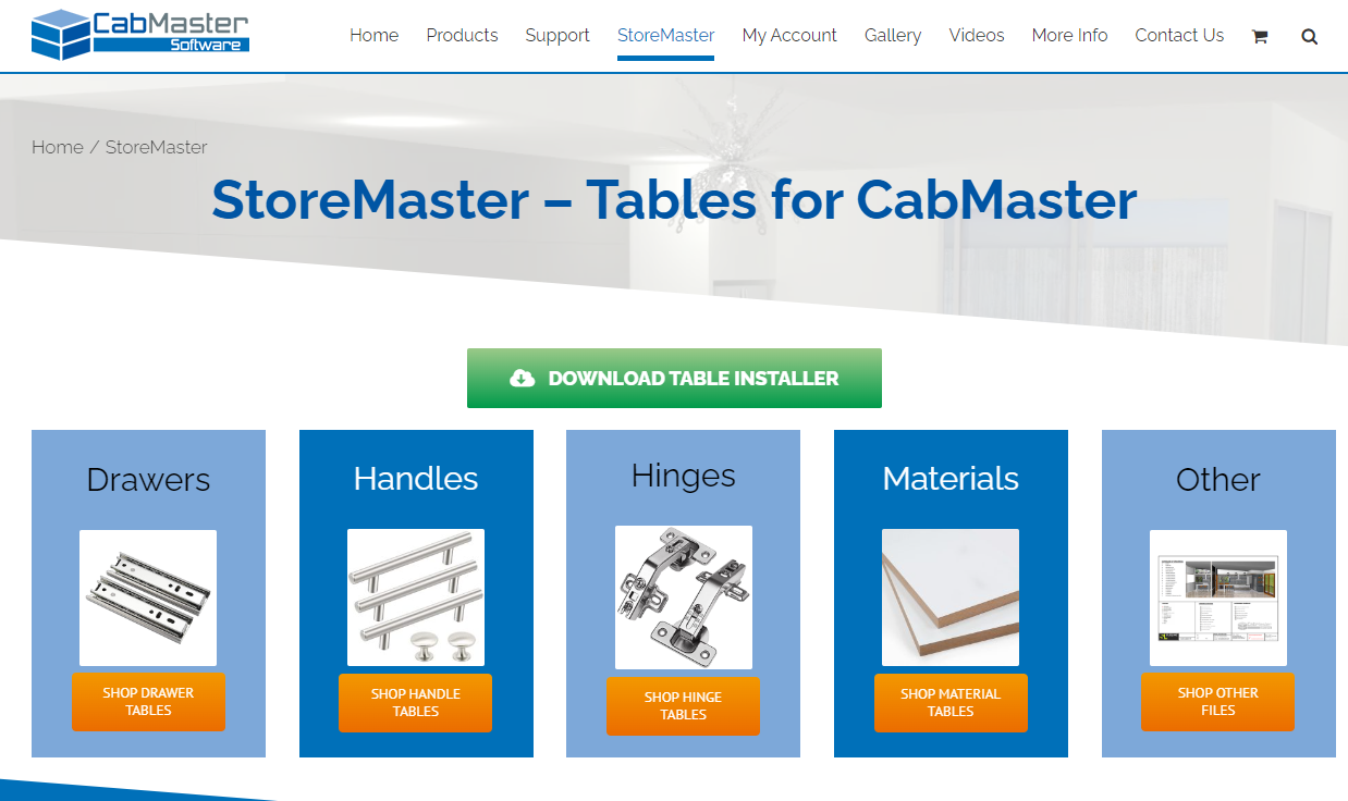 Download Free CabMaster Tables on StoreMaster now